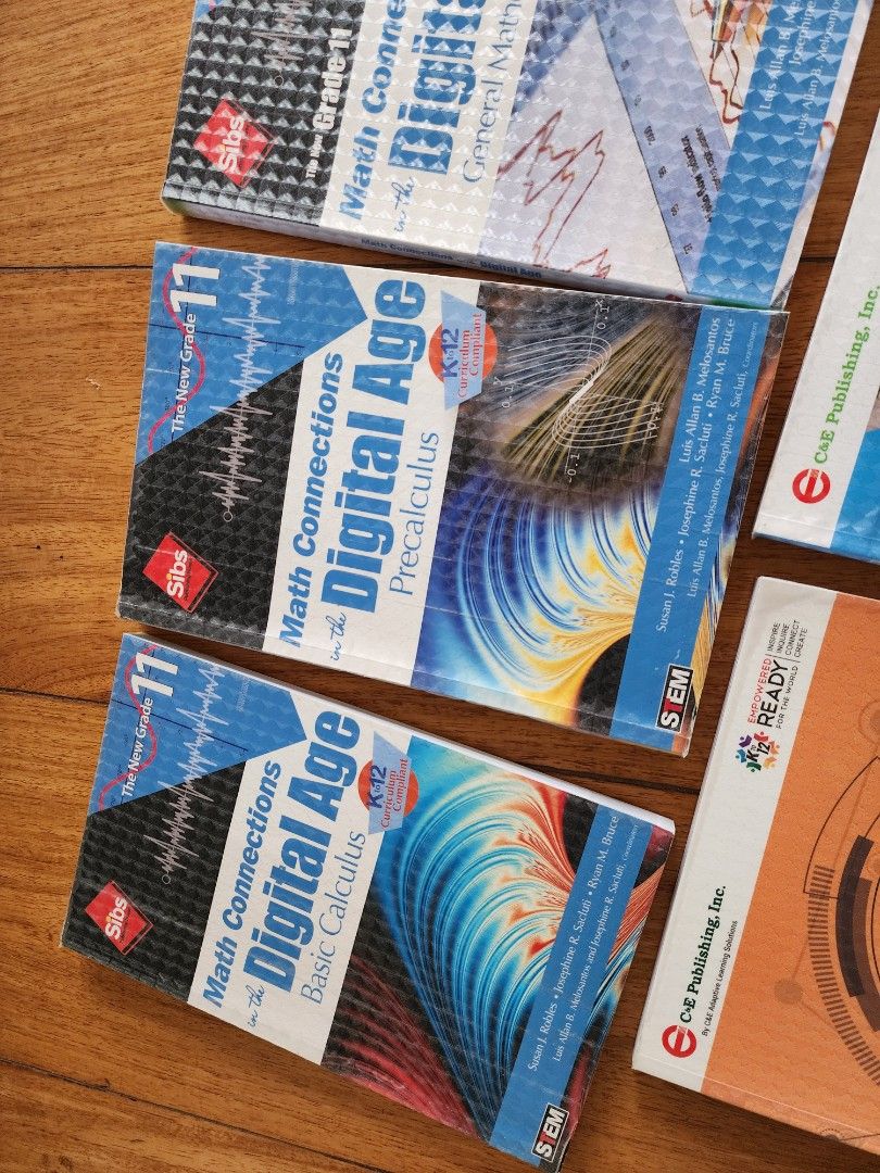 5 Text Books for Grade 11 (Category: Textbooks) located in Quezon City. Submitted by kristeenl556 (Listing ID 1449626453, Image 3). Description: - Grade 11 Textbook Set - Perfect for Senior High School students - Subjects included: Basic Calculus, Precalculus, General Mathematics - Practical Research 1 Revised Edition and 2 (Second Edition) - Publishers: SIBS and C&E Publishing, Inc. books are in super good condition. all 5 book for 1200peso.