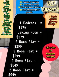 Today's Booking Your Slot & Save $350 - $400#Sunday Special Discount#cheap Painter & Painting Services# HDB#BTO#Reasal#Rental#CONDO#SHOP#OFFICE#HOSPTAl#CLINIC#LANDED#MaisonettesHouse Painting#Plastering#Touchup Plaster#2Room#3Room#4room#5 Room House Painting#plastering#Door & Door Frame Painting Services#Pipe Painting#Door Varnish#Epoxy#Flack Epoxy#Grouting#vinyl Install#Parquet Polish#Marbale Polish # Manpower#Toilets  & Kitchen Ceiling Paint#wall Papaer Remove#Free Touchup#free Cleaning,  Covering, Shifting # Nippon Paint#Dulex Paint#Lime Wash Painting# 1 Year Warranty #100% Smooth Job#Painting Services Provide All Over Singapore 🇸🇬  Collection item 3