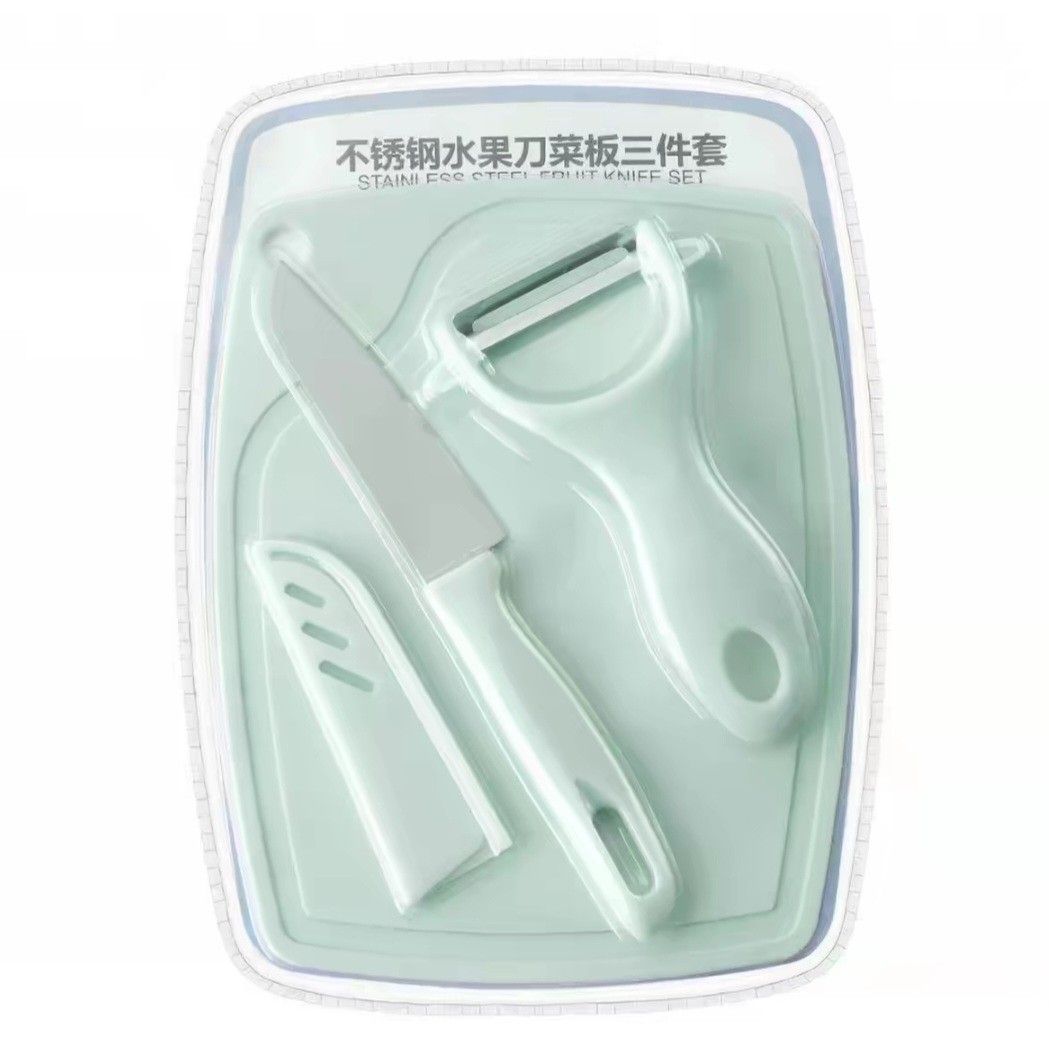 多功能不銹鋼水果刀削皮刀菜板三件套套装 （分類：刀和砧板）位於 Hong Kong。 由 pcpcc 提交（商品編號 1449672884，圖片 3）。簡介： 。