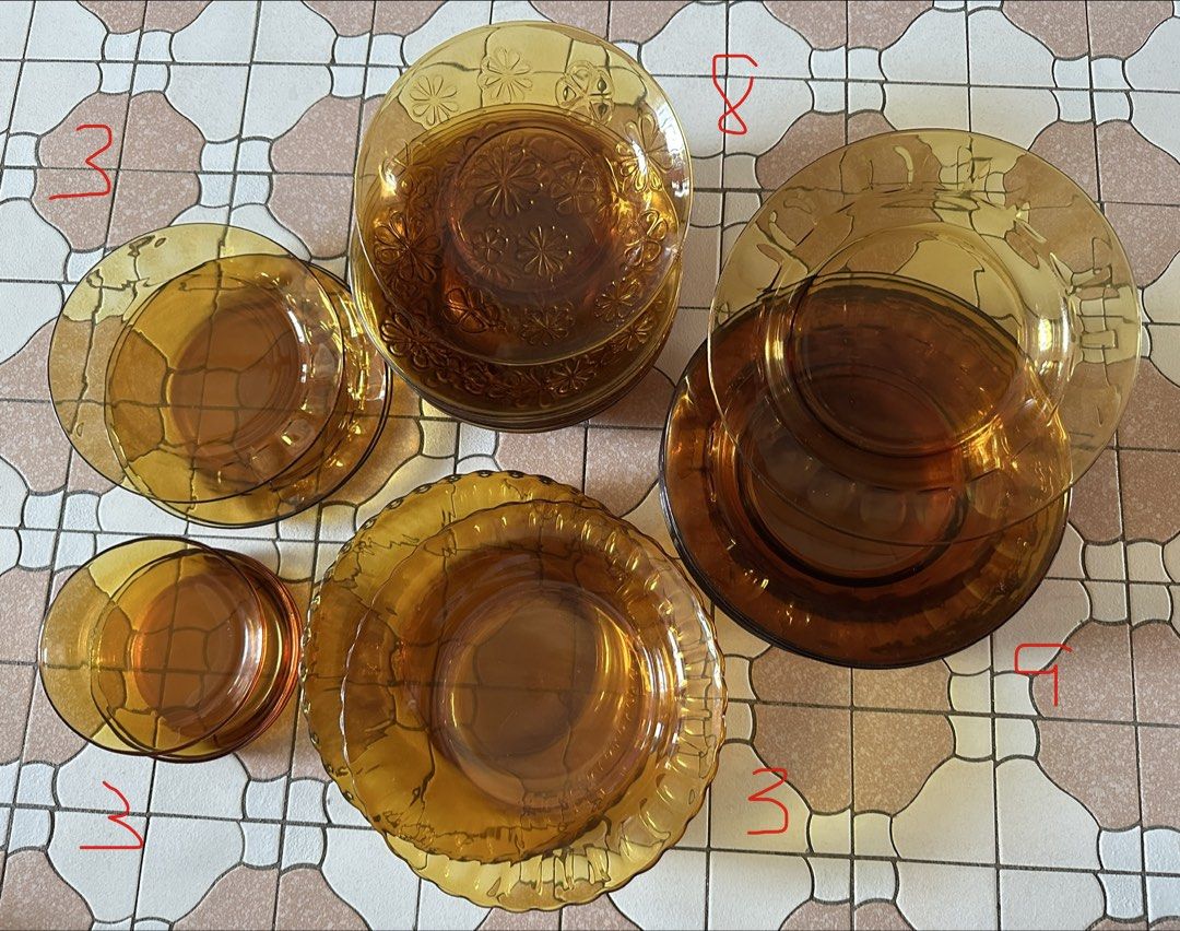 Amber Glass Dinner Plates Set508965571244871681