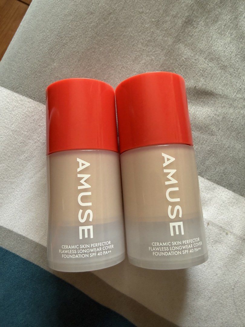 Amuse Ceramic Skin Perfector Foundation SPF 40 PA++ (Category: Makeup) located in Pasig City. Submitted by Andyglambeautyph (Listing ID 1449550126, Image 1). Description: - Amuse Ceramic Skin Perfector Foundation (2 bottles) - SPF 40 PA++ protection - Shades included: 1.5 Natural and 02 Healthy - Long-wearing, flawless coverage - Comfort-fit formula - Vegan and skincare-infused - Made in Korea 900 each.