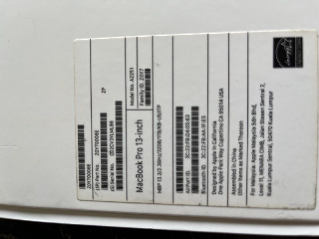 Apple MacBook Pro 13-inch 32GB 1TB509015179070679046