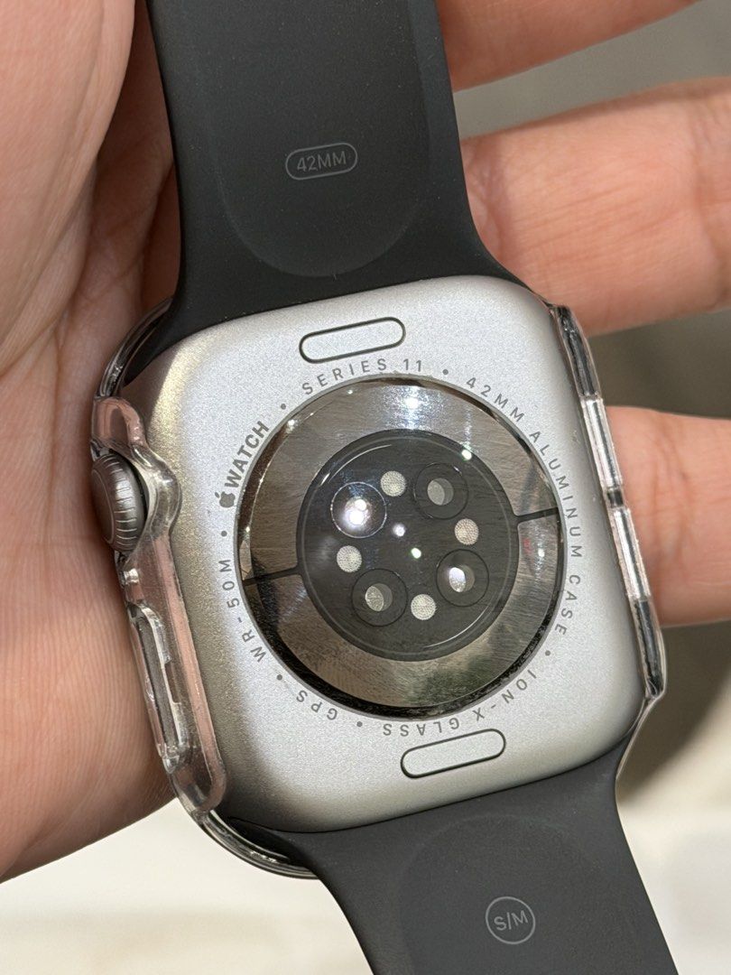 Apple Watch Series 11 42mm (Space Gray) (Category: Wearables & Smart Watches) located in Makati City. Submitted by i_declutter.mnl (Listing ID 1449650740, Image 2). Description: - Apple Watch Series 11 - 42mm Aluminum Case - GPS Model - Comes with Dark Grey Sport Band - Includes Clear Protective Case - Works perfectly, no issues.