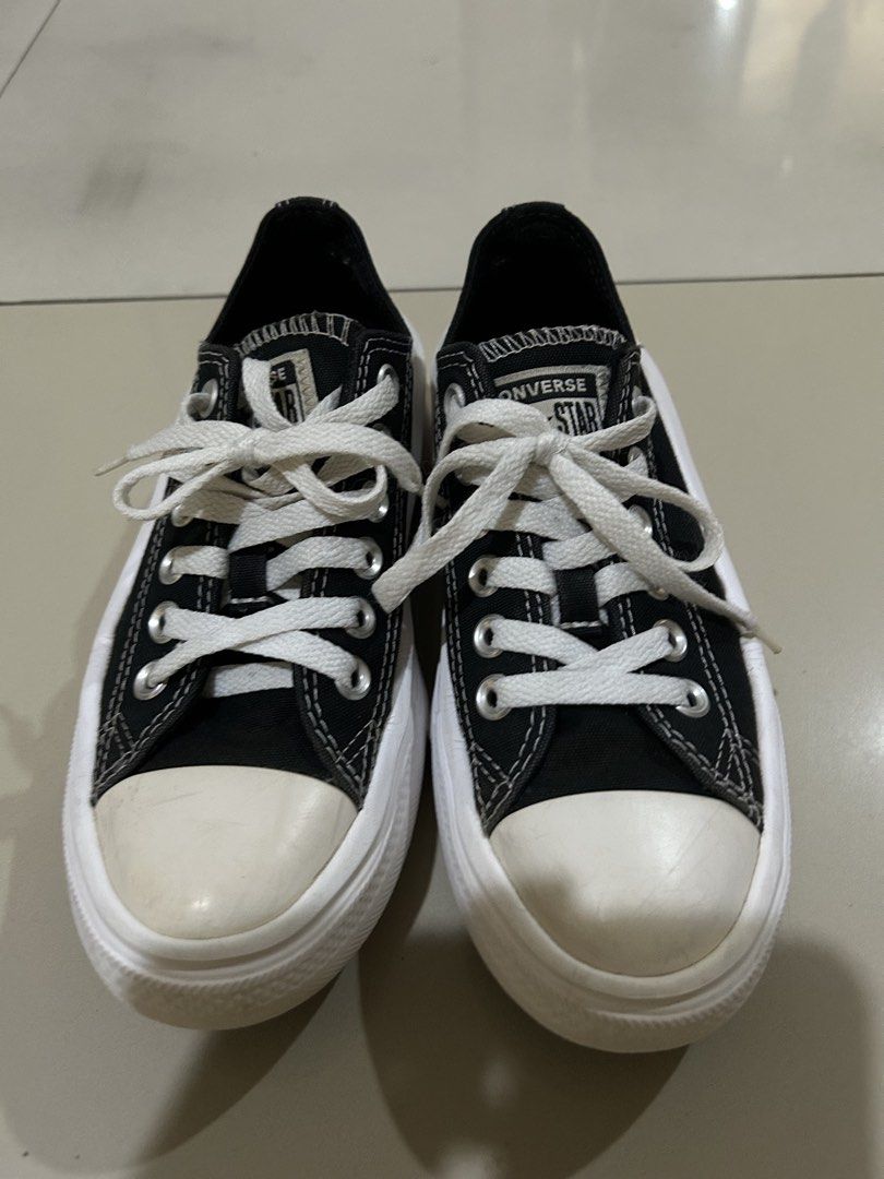 Authentic Converse All Star Platform Chuck Taylor Sneakers (Category: Sneakers) located in Manila. Submitted by Declutterland (Listing ID 1449574973, Image 1). Description: - Brand: Converse - Style: Chuck Taylor All Star Platform Sneakers - Color: Black with white laces and toe cap - Features: Modern platform sole for added height and style - Comfort: Great for everyday wear - Size: 5.5 Women's Originally bought at 3500 Used a few times, good as