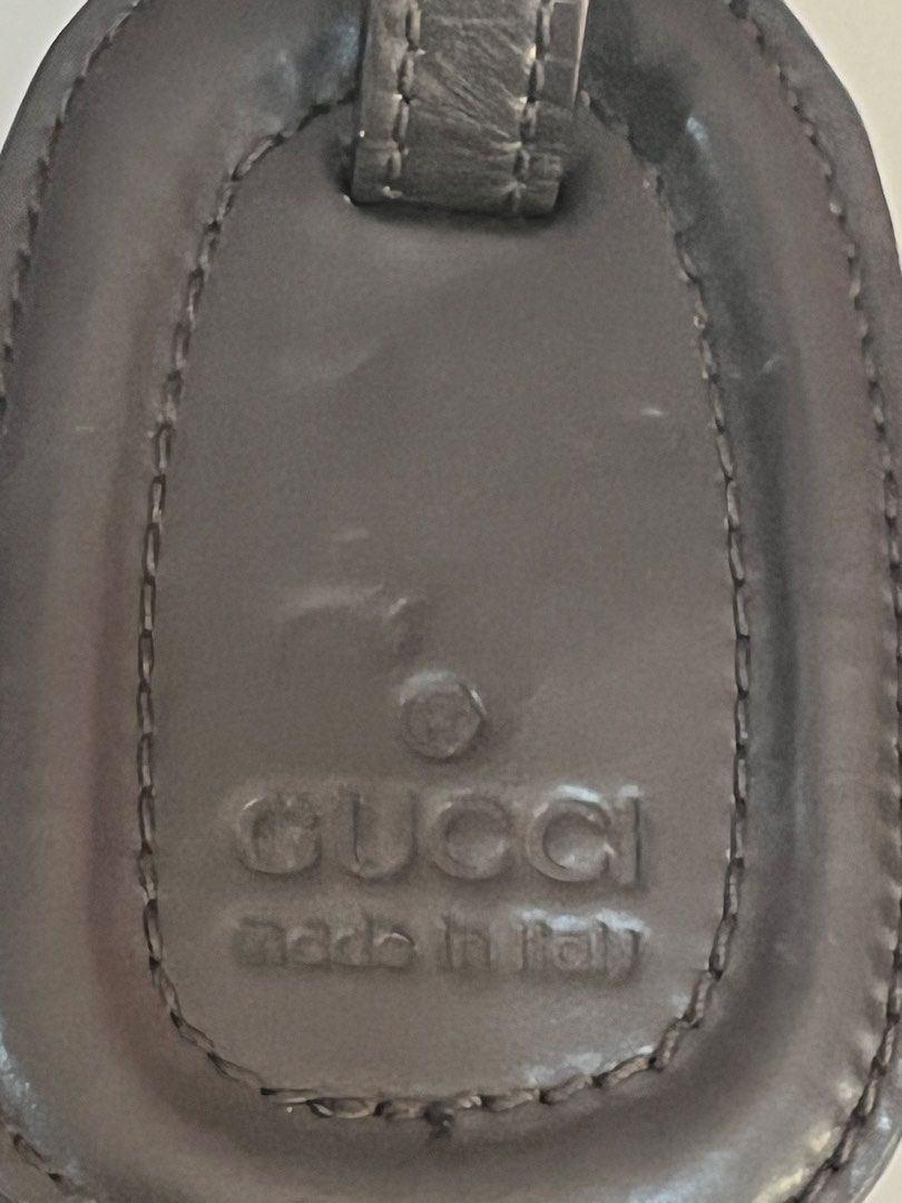Authentic Gucci bag tag (Category: Others) located in Kuala Lumpur. Submitted by penpen611 (Listing ID 1449689694, Image 2). Description: Authentic Gucci bag tag Genuine leather Soft light weight .
