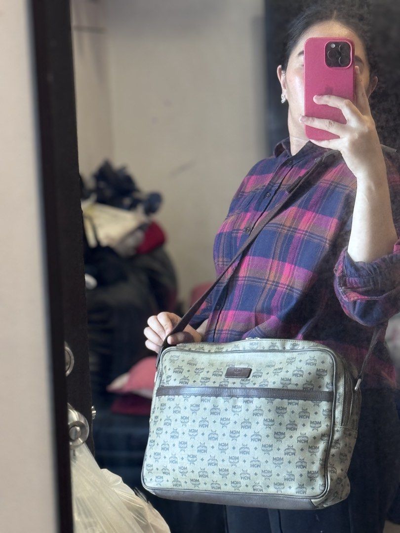 Authentic MCM crossbody messenger laptop bag (Category: Luxury Bags & Wallets) located in Manila. Submitted by thriftyhaven2023 (Listing ID 1449575537, Image 2). Description: See pictures for details. Has normal signs of usage. What you see is what you get ☺️ Ready to ship/pickup No major flaws other than the rubs in front as seen on picture..