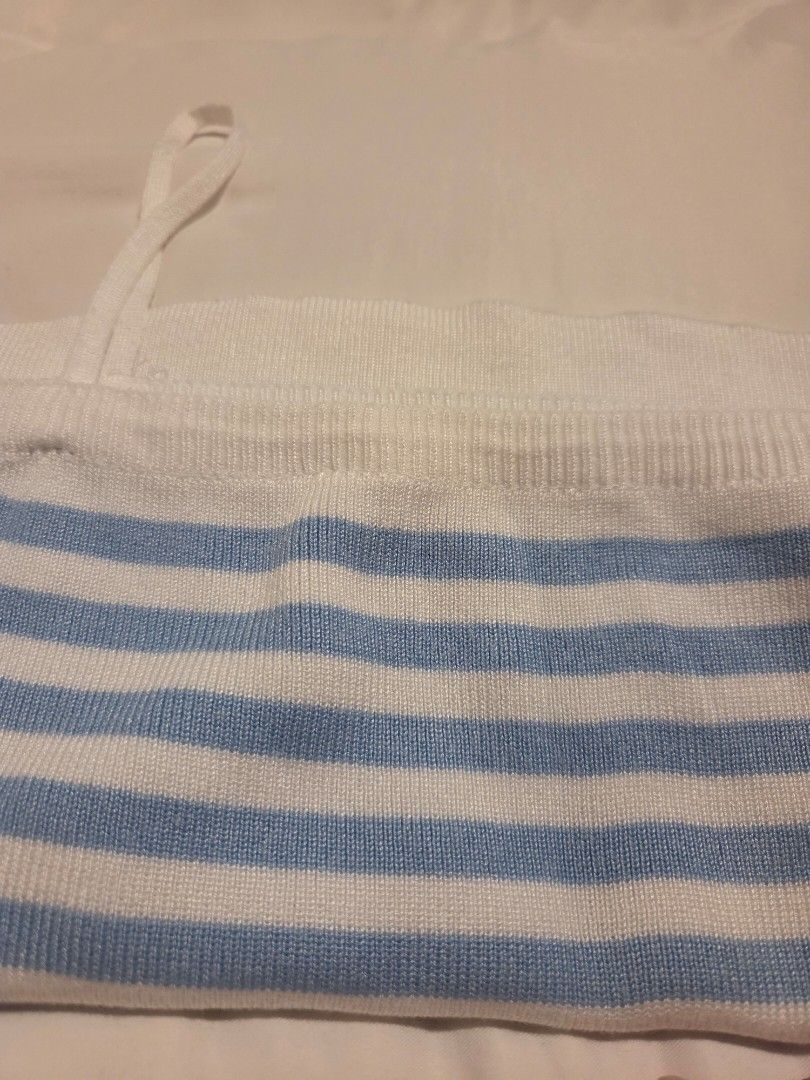 Blue & White Striped Knit Cami Top (Category: Sleeveless) located in Makati City. Submitted by mandy.stuff (Listing ID 1449660821, Image 2). Description: Length: 40 cm / 15. 5 in 320 + shipping fee.