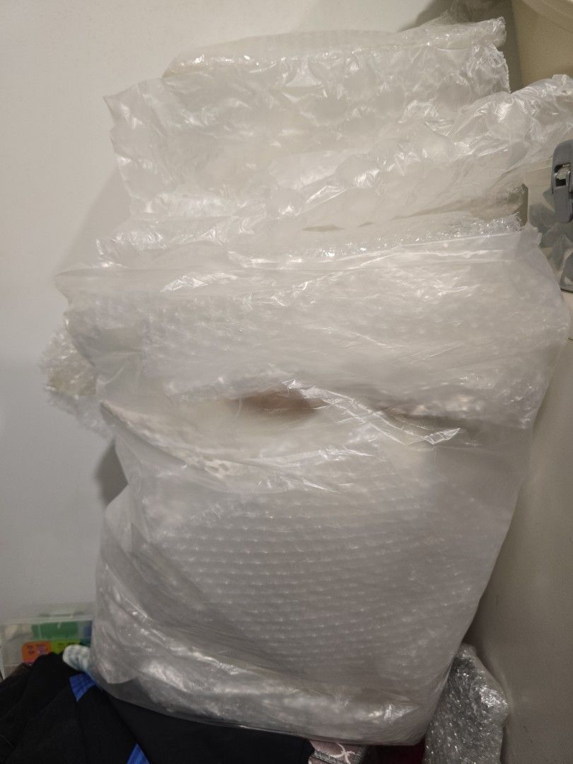Bubble wrap (Category: Home Improvement Tools & Accessories) located in Singapore. Submitted by octopusmy (Listing ID 1449535290, Image 1). Description: Bubble wrap in assorted sizes. Came from online purchases. I think there is another packet besides this one. .