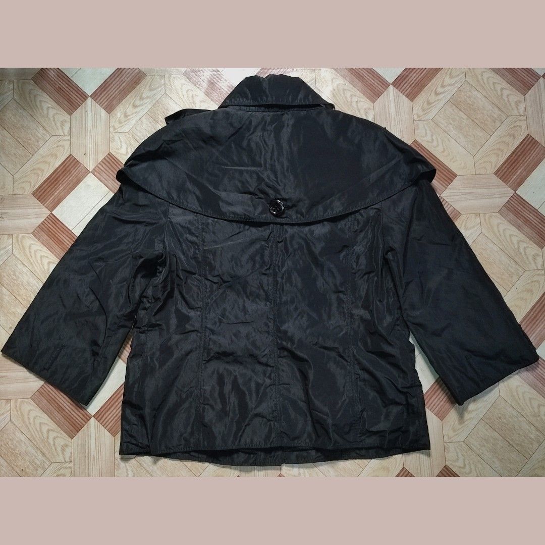 BUDU TURRY Black Button-Up Jacket with Cape Detail (Category: Coats, Jackets and Outerwear) located in Caloocan City. Submitted by faesrie (Listing ID 1449589239, Image 2). Description: - Small on tag but can fit to medium - Black jacket from BUDU TURRY - Unique cape-like detail over the shoulders - Three-quarter sleeves - Button-up front closure - Ideal for layering and cooler weather.