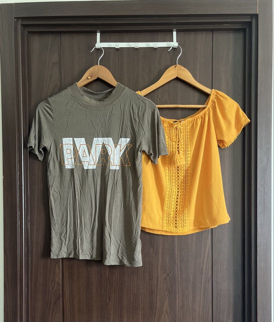 Bundle Tops - Various Brands & Styles (Category: Blouses) located in Manila. Submitted by mentone (Listing ID 1449590057, Image 3). Description: - Bundle tops - Includes: pink ribbed top with ruffle sleeves, purple velvet mock neck top, grey Ivy Park t-shirt, yellow off-shoulder top, white lace top, black sleeveless top, maroon ribbed mock neck top, and a patterned sleeveless top. - Offers a great variety for your wardrobe. 99 ONLY, for 2 tops.