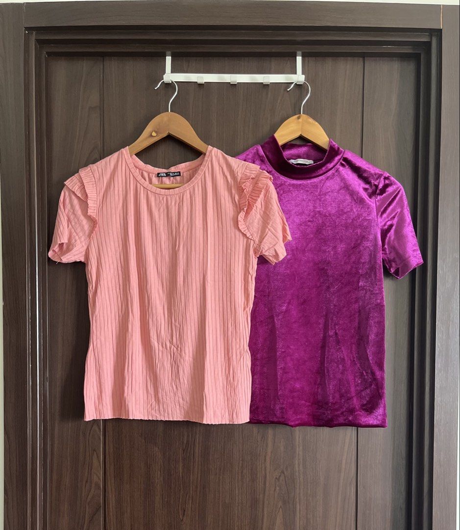 Bundle Tops - Various Brands & Styles (Category: Blouses) located in Manila. Submitted by mentone (Listing ID 1449590057, Image 2). Description: - Bundle tops - Includes: pink ribbed top with ruffle sleeves, purple velvet mock neck top, grey Ivy Park t-shirt, yellow off-shoulder top, white lace top, black sleeveless top, maroon ribbed mock neck top, and a patterned sleeveless top. - Offers a great variety for your wardrobe. 99 ONLY, for 2 tops.