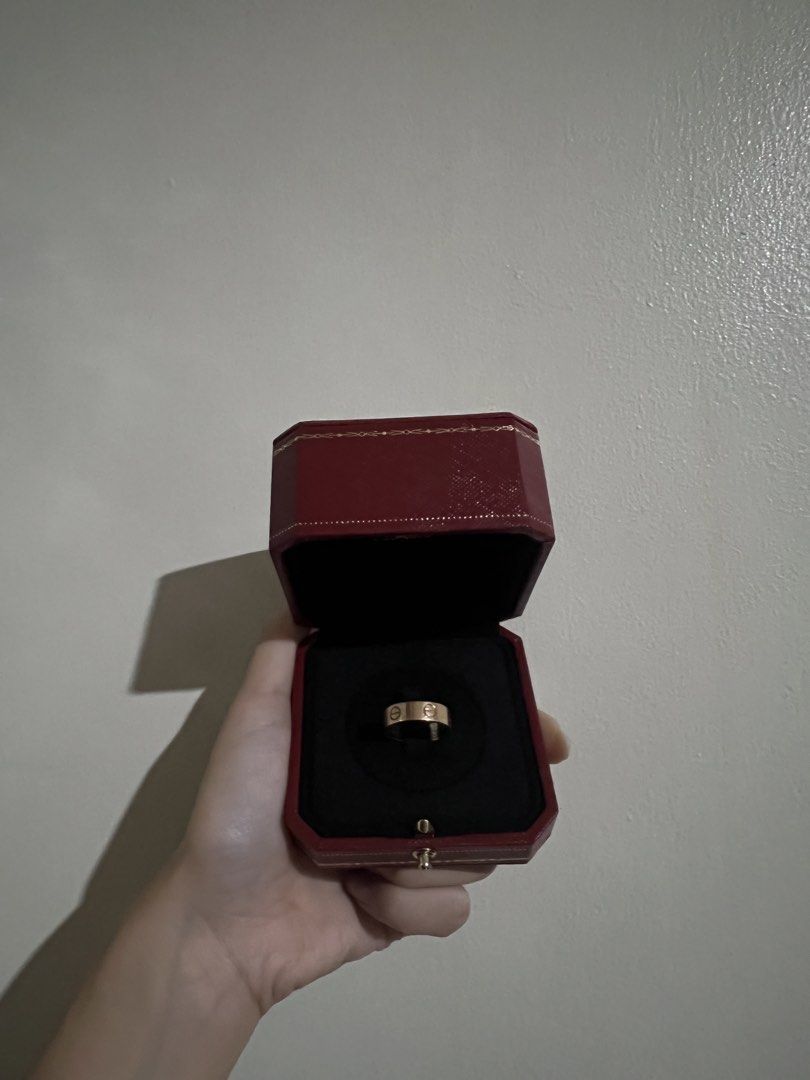 Cartier Love Ring complete set (cert, receipt, box) (Category: Rings) located in Pasig City. Submitted by declutterapparel (Listing ID 1449570495, Image 2). Description: - classic c@rtier piece - good investment - authentic, not store copy - 18k gold - PG - size: 53 - free life time cleaning @ greenbelt mall c@rtier boutique or any store even abroad - with store receipt bought from greenbelt, certificate, box peeled only. - no paperbag included.b