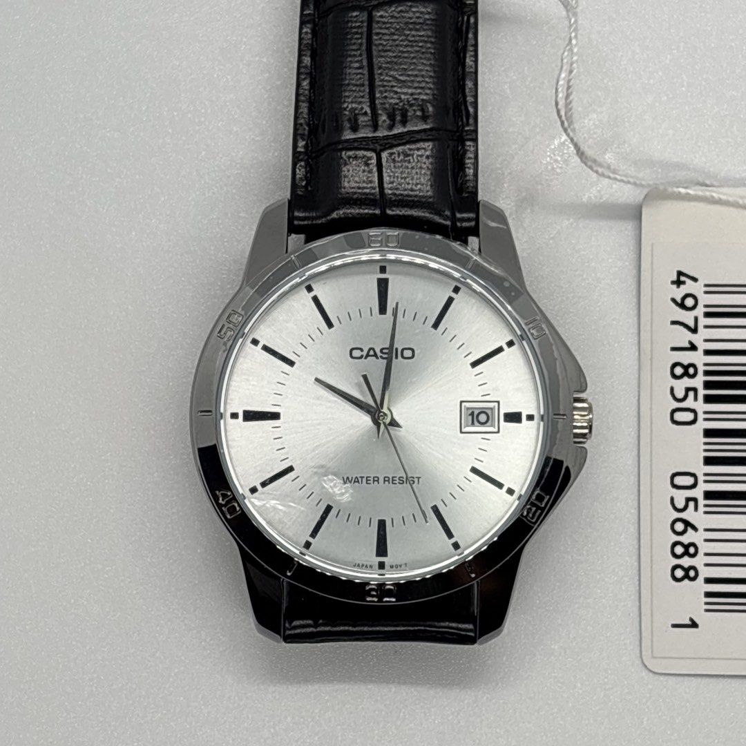 Casio MTP V00L (Category: Men's Watches) located in Manila. Submitted by mcmichael1202-39823 (Listing ID 1449712194, Image 1). Description: - Classic Casio watch - Silver dial - Water resistant - Black leather strap - Date display at 3 o'clock position - Simple and classic design - Great for everyday wear.