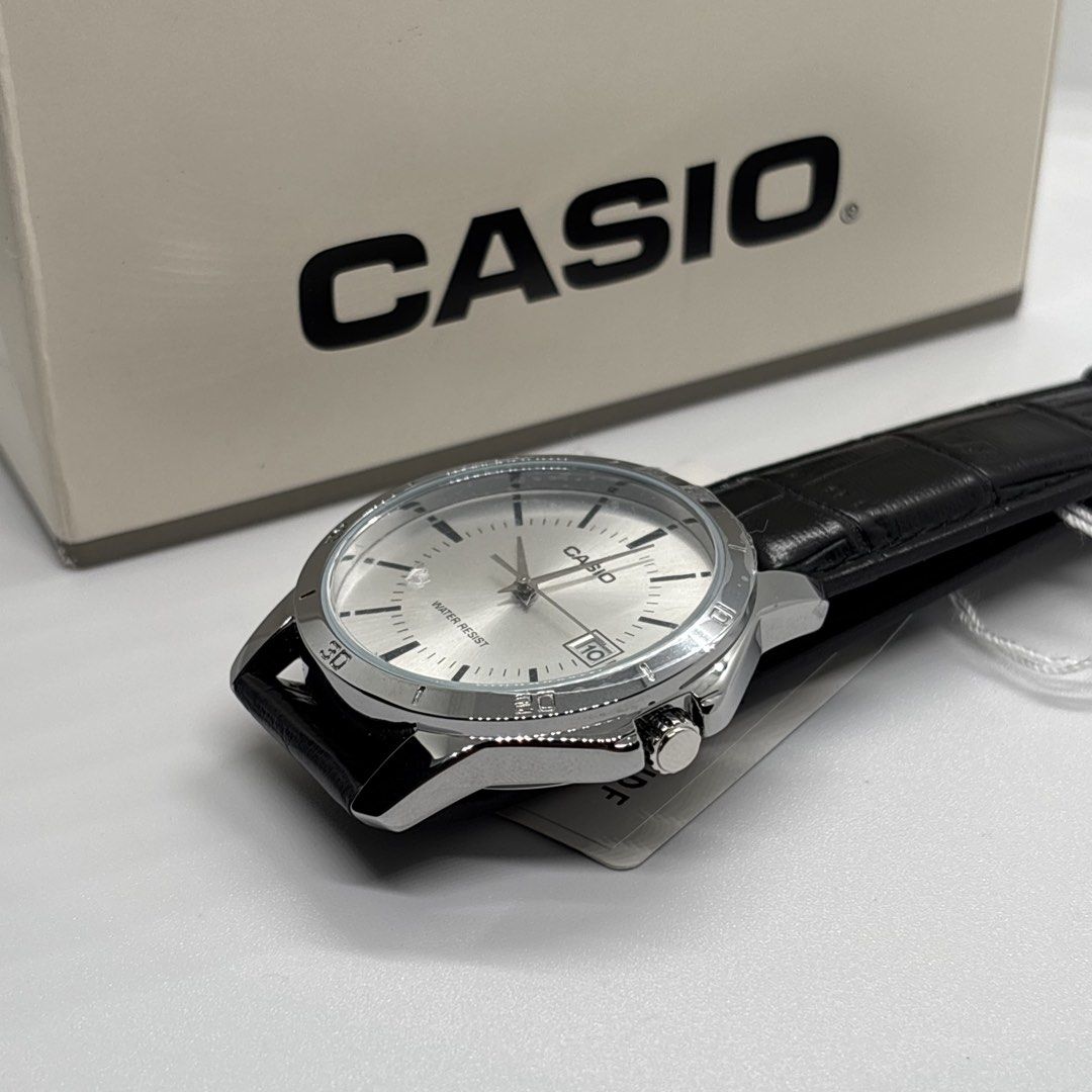 Casio MTP V00L (Category: Men's Watches) located in Manila. Submitted by mcmichael1202-39823 (Listing ID 1449712194, Image 3). Description: - Classic Casio watch - Silver dial - Water resistant - Black leather strap - Date display at 3 o'clock position - Simple and classic design - Great for everyday wear.