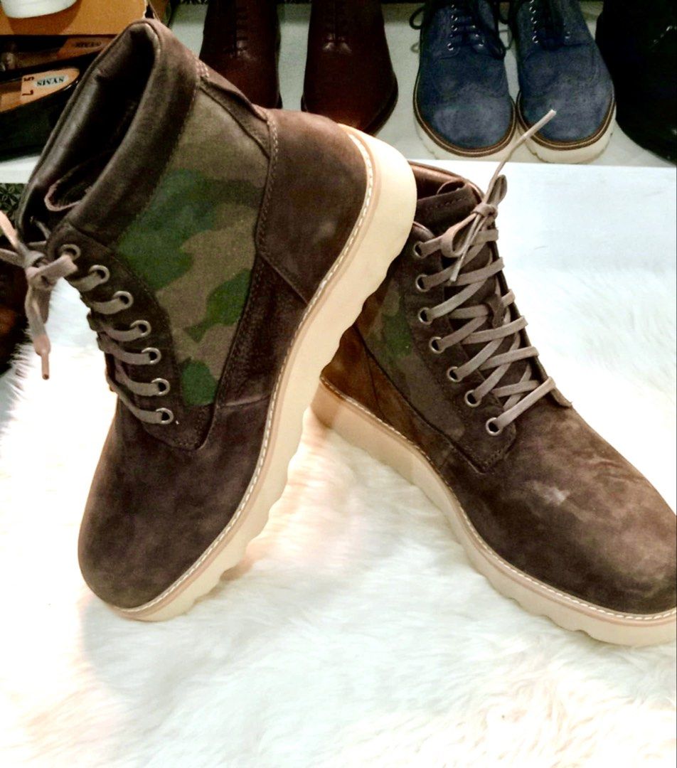 Cole Haan Nantucket Camo Rugged Boots (Category: Boots) located in Paranaque City. Submitted by sole2squeeze (Listing ID 1449726738, Image 3). Description: - Brand: Cole Haan - Material: Suede - Design: Subtle camouflage accent - Closure: Lace-up - Comfort: Comfortable sole - Style: Casual wear - Trees excluded.