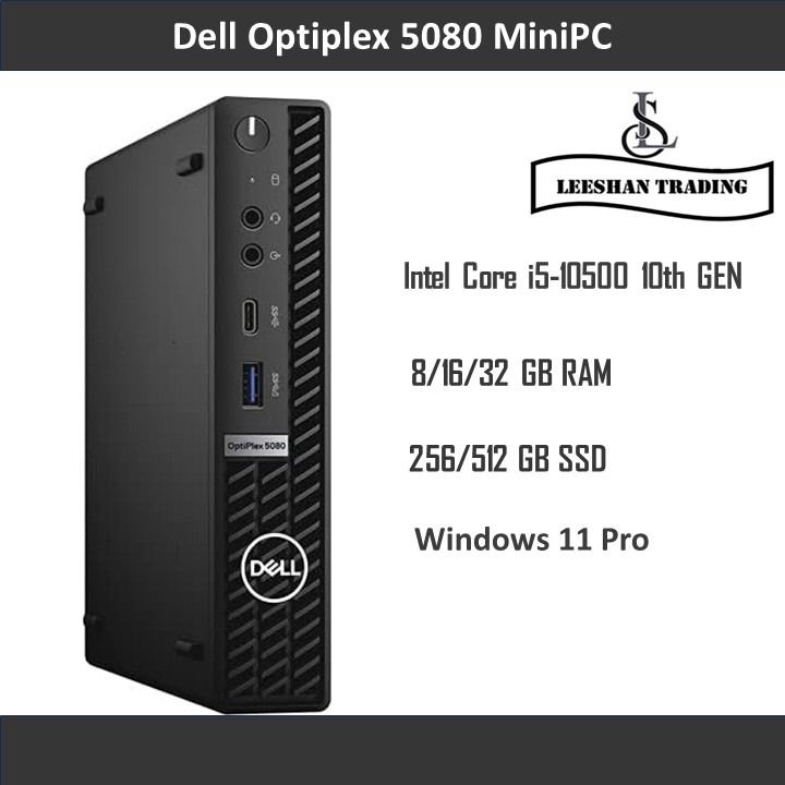 Dell Optiplex 5080 Micro PC Intel Core i5-10500 10th GEN 8/16/32 GB DDR4 RAM 256/512 GB NVMe SSD Win 11 Pro MS Office [Refurbished]