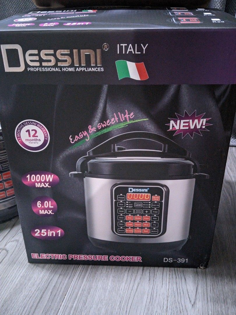 Dessini Electric Pressure Cooker DS-391 1000W 6.0L 25-in-1 (Category: Cookers) located in Kuala Lumpur. Submitted by keendolphin_87ee92 (Listing ID 1449662396, Image 1). Description: -barang baru tak pernah guna -prefer cod wangsa maju .