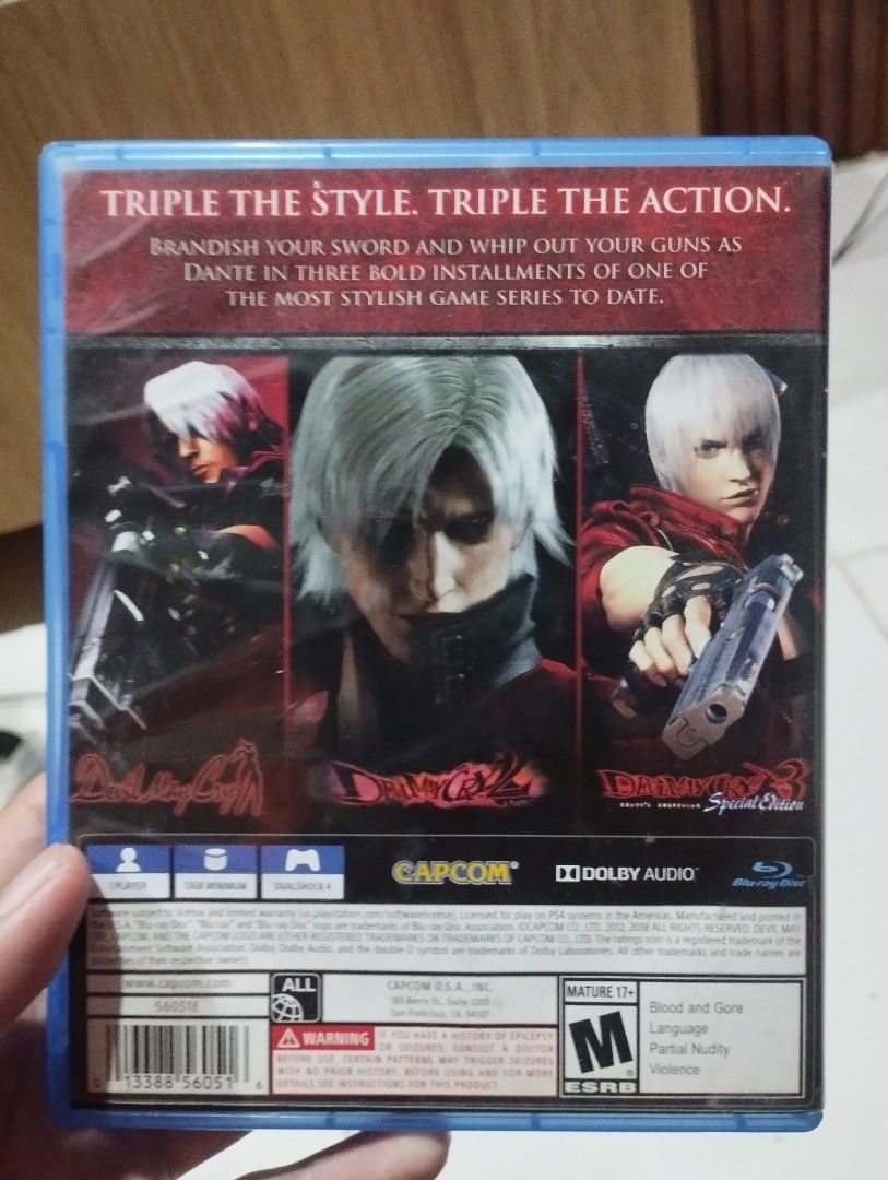 Devil May Cry HD Collection PS4 Game (Category: PlayStation) located in Rizal. Submitted by calixtojam15634 (Listing ID 1449711209, Image 2). Description: - Devil May Cry HD Collection for PS4 - Includes: Devil May Cry, Devil May Cry 2, and Devil May Cry 3: Special Edition pristine condition.