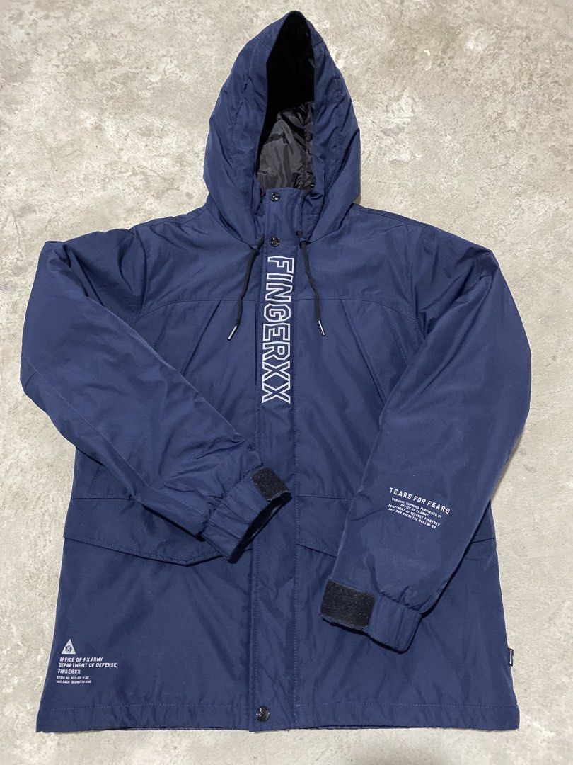 Fingercroxx Utility Jacket (Category: Coats, Jackets and Outerwear) located in Rosales. Submitted by 2goodforsecond (Listing ID 1449547627, Image 1). Description: Fingercroxx Utility Jacket Dimensions: 23*29 NEED DEEP WASH ONLY AND MINIMAL HAIRLINE ON FRONT SCRIPT EXCELLENT CONDITION. Color rate: 9/10 or better if washed properly Condition: 9/10 Color may vary due to lighting Payment first via g cash only Pangasinan location.