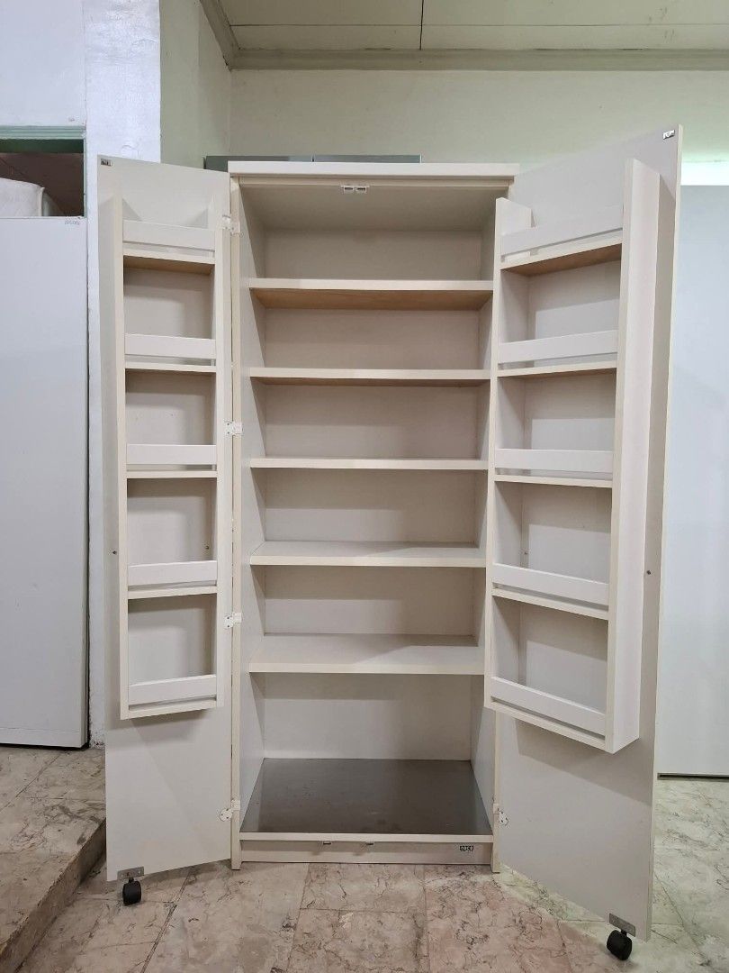 FS: MULTIPURPOSE CABINET in good condition JAPAN SURPLUS (Category: Shelves, Cabinets & Racks) located in Manila. Submitted by Hezcki (Listing ID 1449623857, Image 3). Description: - Japan Surplus multipurpose cabinet - Ample shelving space inside - Additional storage on door panels - Mobile with wheels for easy transport - Dimensions: L 27.5", W 16.35", H 71".