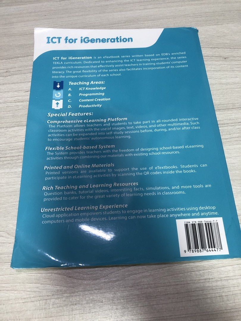 ICT for iGeneration AI and Python （分類：教科書）位於 Hong Kong。 由 xz9104_when203c 提交（商品編號 1449697607，圖片 2）。簡介： 用過好幾次 裡面冇寫過野。