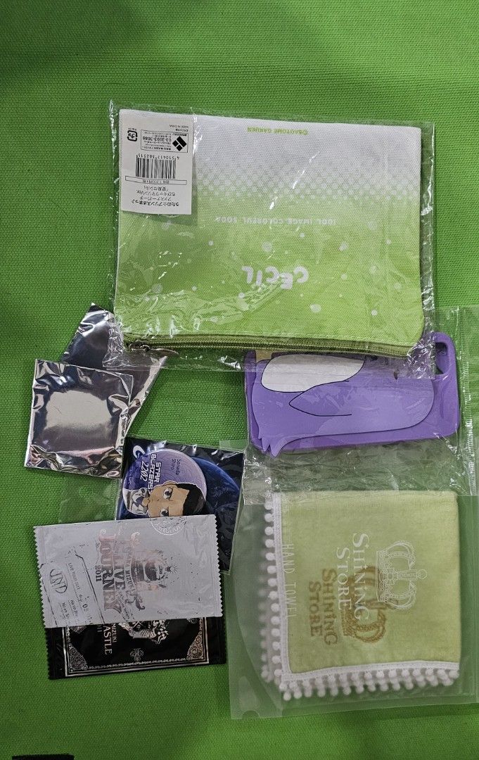 Kids Aniks - J pop Anime Merchandise Bundle - SET D (Category: Character Goods) located in Baguio. Submitted by bitsbaguio (Listing ID 1449633802, Image 3). Description: - Bundle of J Pop anime merchandise - Includes posters - Purple penguin phone case - 'Shining Store' towel - Various character badges - Acrylic stands - Other small accessories - Great for any anime fan - Great bundle deal - Take all bundle WYSIWYG -SALE!!! from 1050 to 850.