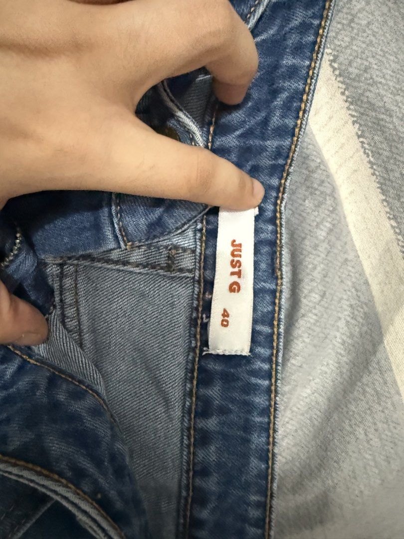 JUST G Denim Shorts Size 40 (Category: Shorts) located in Mandaluyong City. Submitted by whitemoveout (Listing ID 1449719449, Image 2). Description: - JUST G blue denim shorts - Size 40 - Frayed hem detail - Classic five-pocket style - Comfortable fit for everyday wear - Great wardrobe staple.
