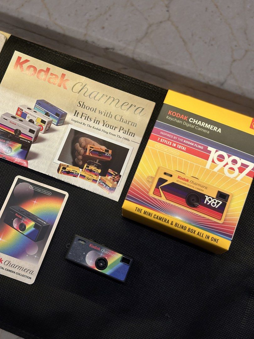 (WITH SD CARD) Kodak Charmera Keychain Digital Camera 1987 Mini Camera (Category: Cameras) located in Manila. Submitted by freelav (Listing ID 1449652332, Image 1). Description: - Kodak Charmera keychain digital camera - Inspired by the 80s Kodak Fling - 1987 style - Mini camera and blind box in one - Great collectible item - San Disk Original 32gb memory card included.