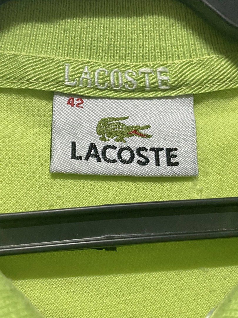 Lacoste Bright Green Collared Polo Shirt Golf Shirt Tennis Shirt (Category: Activewear) located in Quezon City. Submitted by madame_royale (Listing ID 1436484540, Image 2). Description: A cool colored shirt to pair with your white skirts or shorts. Best for sports or casual wear. Comfy cotton and wrinkle-free. Chest width > 19” inches flat > 38” Length > 24.5” inches.