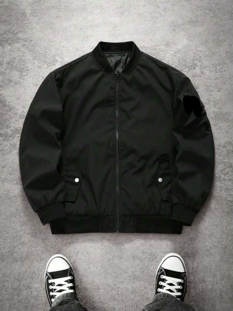 LARGE UNISEX Black Oversized Bomber Windbreaker Jacket (Category: Coats, Jackets and Outerwear) located in Caloocan City. Submitted by saramedeclutter (Listing ID 1449635714, Image 3). Description: - Classic black bomber jacket - Oversized fit for a relaxed look - Zip-up front - Two side pockets - Ribbed cuffs and hem - Ideal for layering - Versatile wardrobe staple outer shell: windbreaker material with inner lining (not padded) can be unisex fo