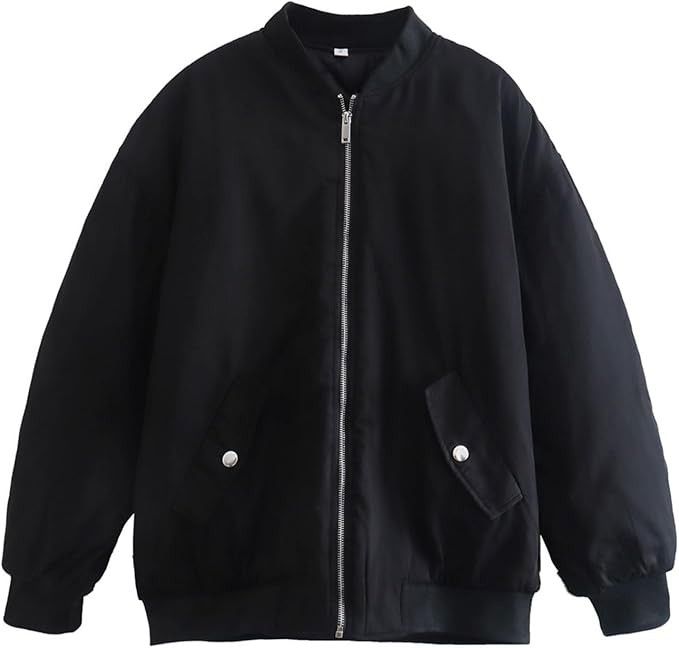 LARGE UNISEX Black Oversized Bomber Windbreaker Jacket (Category: Coats, Jackets and Outerwear) located in Caloocan City. Submitted by saramedeclutter (Listing ID 1449635714, Image 2). Description: - Classic black bomber jacket - Oversized fit for a relaxed look - Zip-up front - Two side pockets - Ribbed cuffs and hem - Ideal for layering - Versatile wardrobe staple outer shell: windbreaker material with inner lining (not padded) can be unisex fo