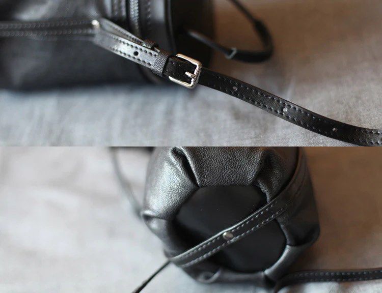Leather Bag - Lambskin Bucket Bag (Category: Luxury Bags & Wallets) located in Cavite. Submitted by luckygingerivy (Listing ID 1449651431, Image 2). Description: - Soft, black, lambskin leather cylinder bag - Top and bottom lid is made of full grain, smooth cow leather - Features a comfortable top handle made from cow leather - Secure zipper closure on top - Interior zippered pocket for small items - Spacious enough for your phone, wallet, and da