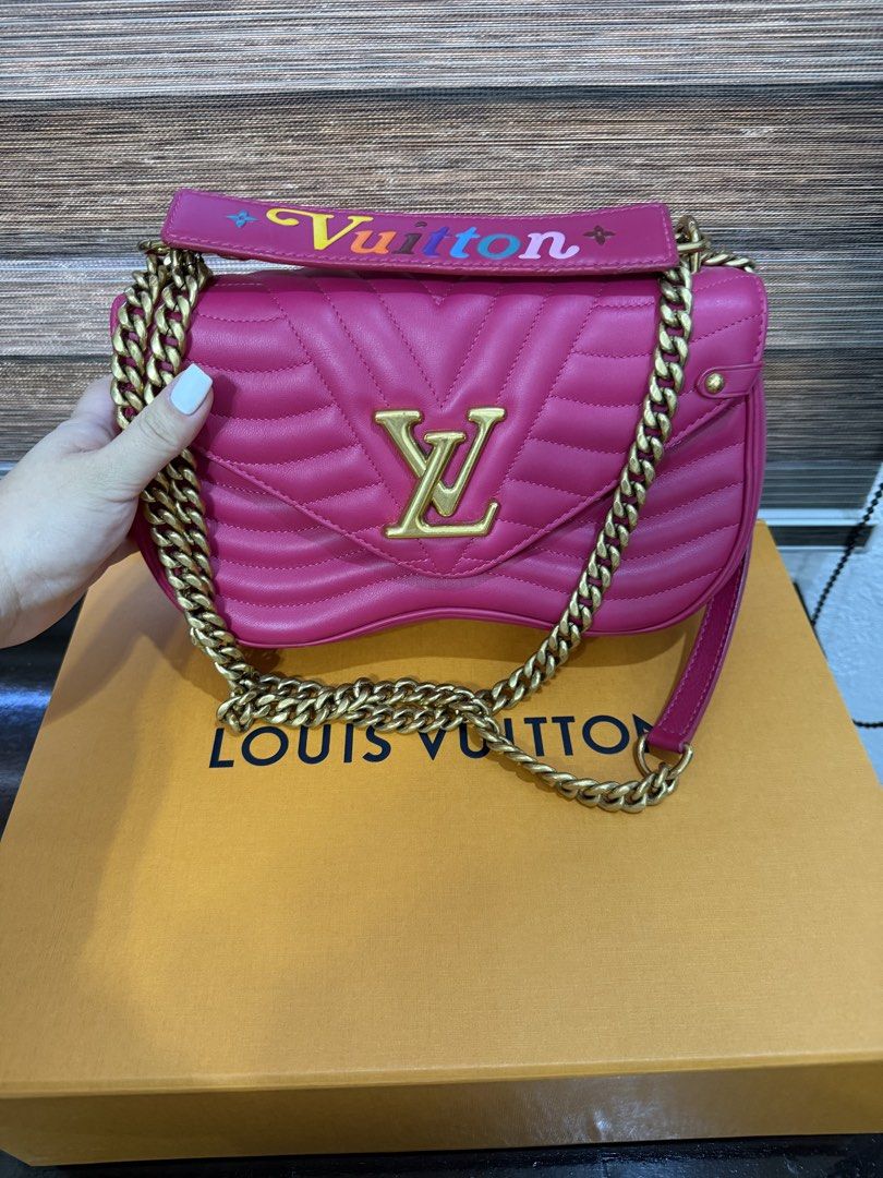 Louis Vuitton Pink Chevron Chain Bag (Category: Luxury Bags & Wallets) located in Lapu-Lapu City. Submitted by tina198904 (Listing ID 1449697010, Image 1). Description: - Authentic Pink Louis Vuitton Bag - Gold Chain Strap - Iconic LV Logo and 'Vuitton' Lettering on Flap - Elegant Quilted Chevron Pattern - Comes with Original Louis Vuitton Box.