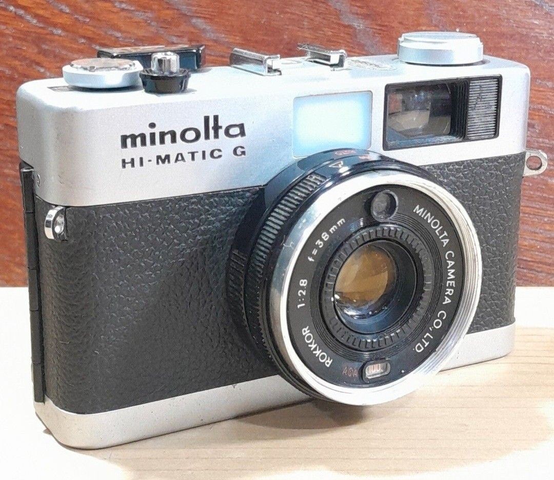Minolta Hi-Matic G (Category: Cameras) located in Las Pinas. Submitted by 84vintage (Listing ID 1449614591, Image 1). Description: Excellent tested working condition with working meter. Small signs of age but this vintage camera is solid and compact, and works well for street or casual shooting. Plus the Minolta lens is legendary for its sharpness. gcshmop and Lalamove. as is where is. Actual photos posted. Please examine them carefully as they a
