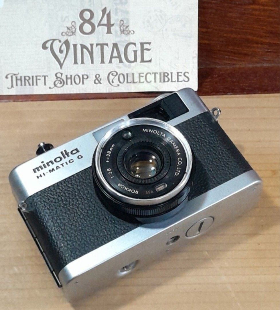 Minolta Hi-Matic G (Category: Cameras) located in Las Pinas. Submitted by 84vintage (Listing ID 1449614591, Image 2). Description: Excellent tested working condition with working meter. Small signs of age but this vintage camera is solid and compact, and works well for street or casual shooting. Plus the Minolta lens is legendary for its sharpness. gcshmop and Lalamove. as is where is. Actual photos posted. Please examine them carefully as they a
