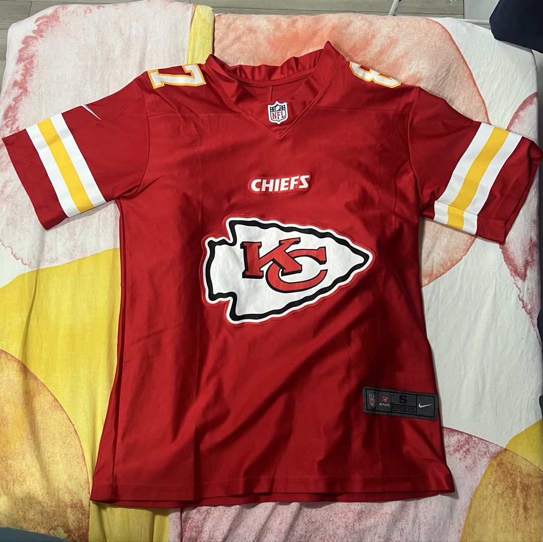NFL Chiefs Jersey (Category: Activewear) located in San Juan City. Submitted by fifibear31 (Listing ID 1449698429, Image 1). Description: Best fit: L Dimensions: 22x29 Condition: 10 Color rate: 10 Used once or twice only SF shouldered by buyer.