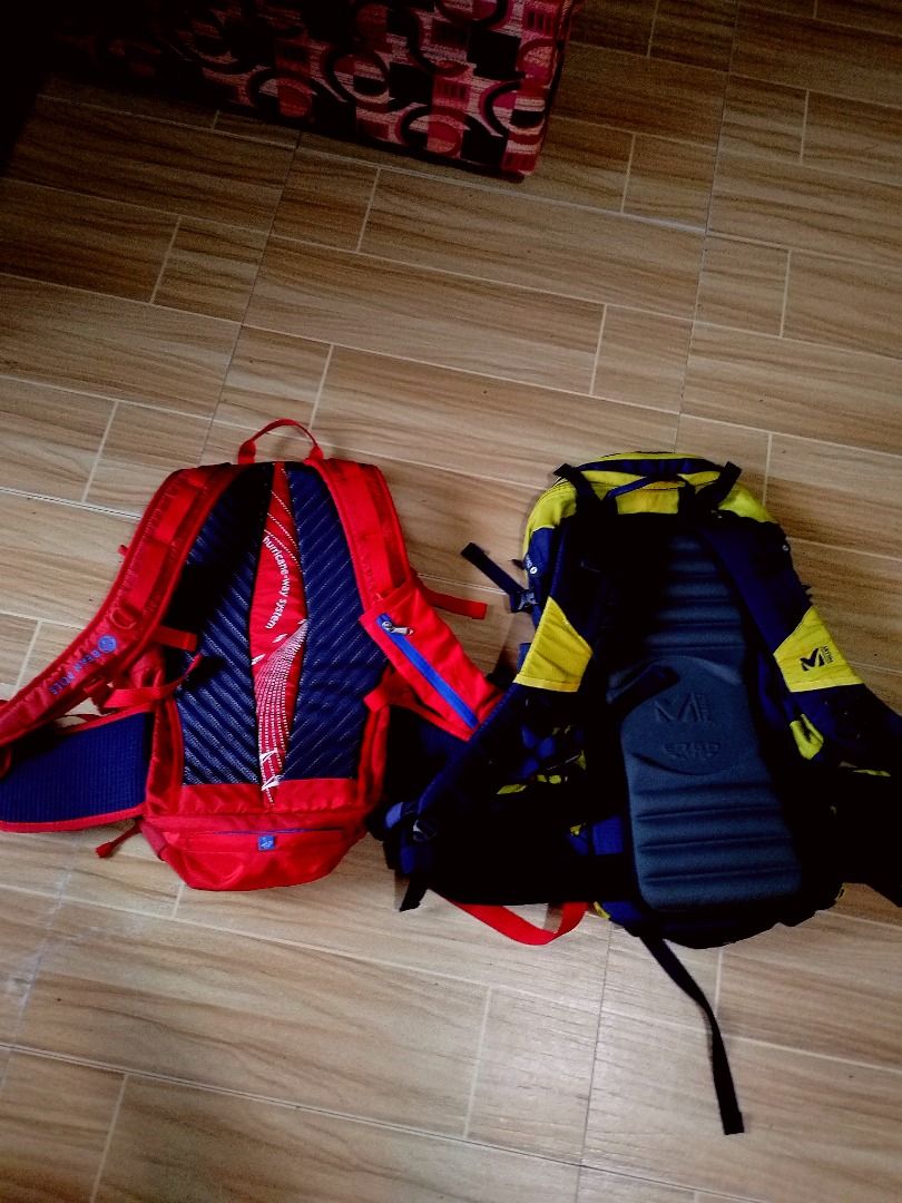 OUTDOOR BACKPACKS AUTHENTIC (Category: Backpacks) located in Maragusan (San Mariano). Submitted by kaldmark27 (Listing ID 1449545422, Image 3). Description: - Authentic outdoor backpacks available. - Colors: Red and Blue/Yellow. - Features padded straps and back support for comfort. - Includes dedicated rain covers: Orange (Bean Pole) and Grey (Millet). - Ideal for hiking, trekking, and travel. - Durable construction for outdoor use. Brandnew Con