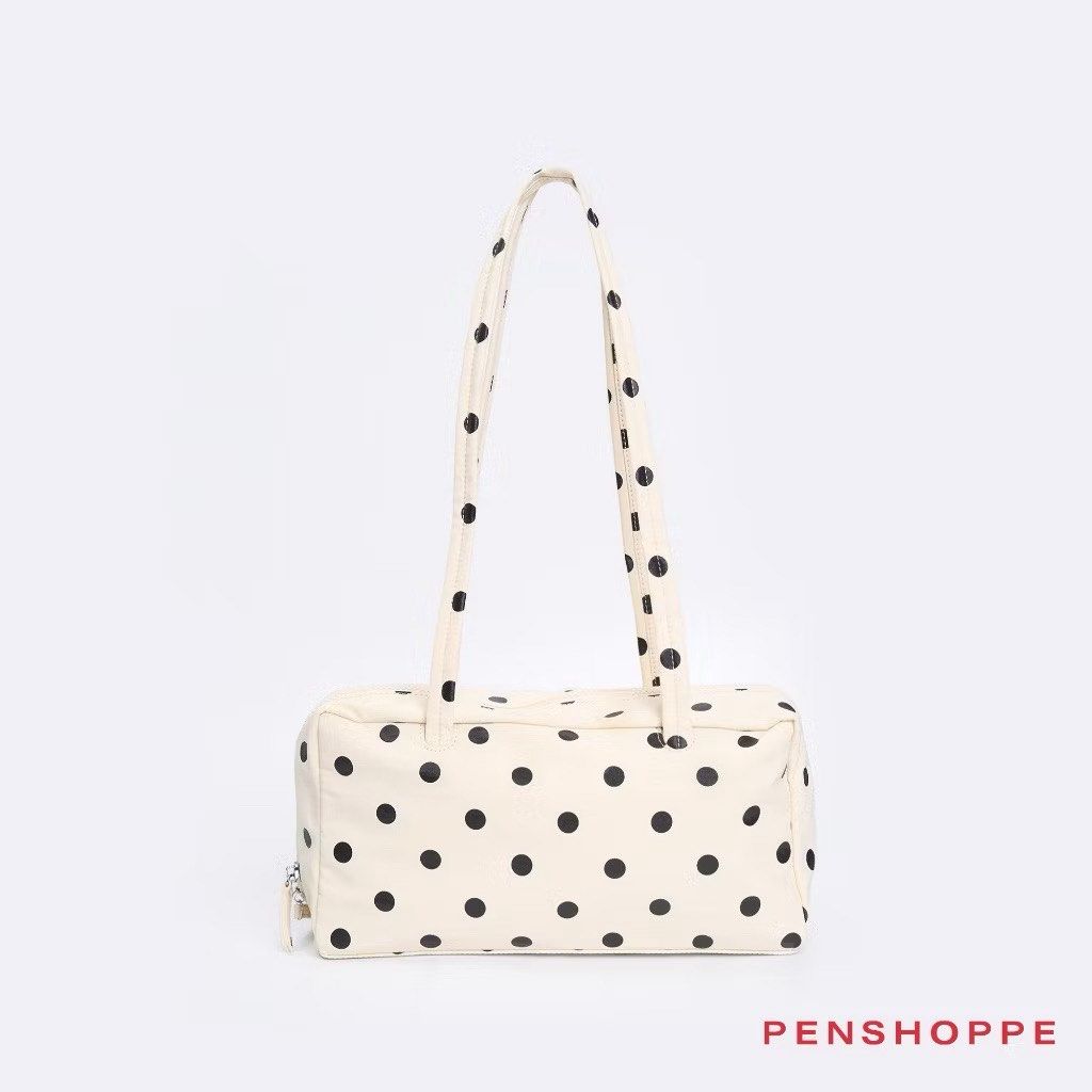 Penshoppe bowler bag (polka dot) (Category: Tote Bags) located in Taguig. Submitted by y__dna (Listing ID 1449614128, Image 2). Description: New with tags, never used. Ships from Taguig City, Metro Manila. MOP: GCash, Maya, bank transfer MOD: J&T, GGX, or SDD.