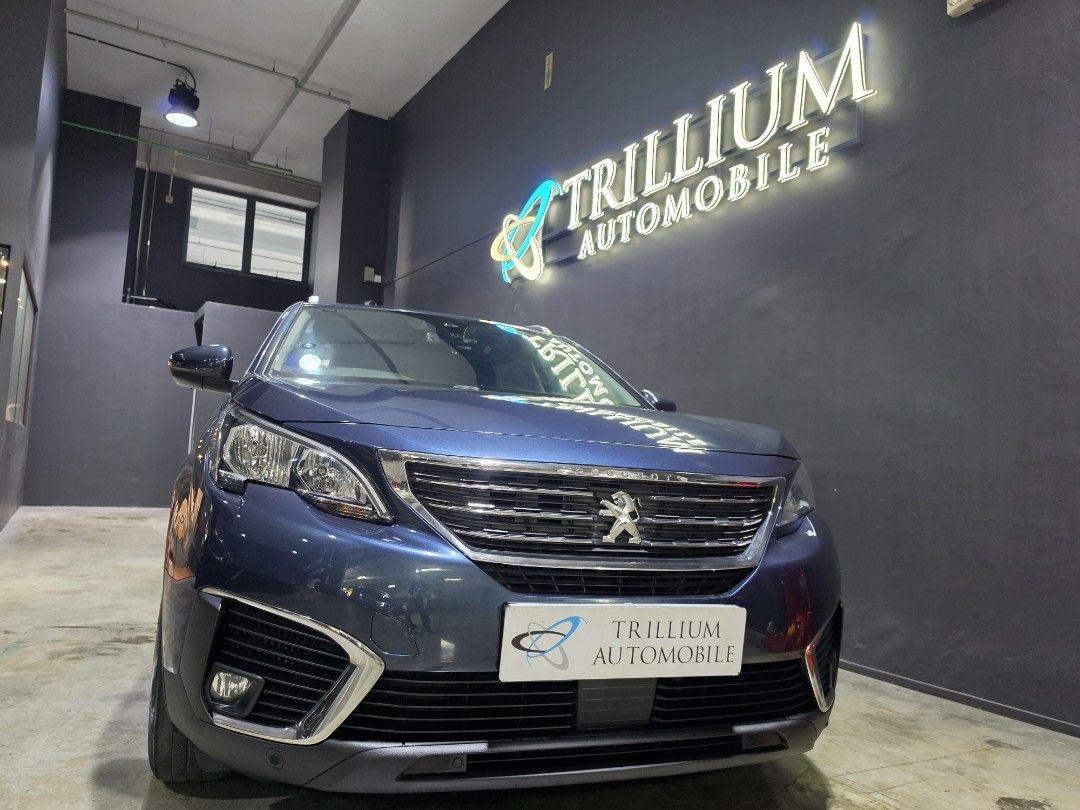 Peugeot 5008 1.2 PureTech EAT8 Active 7-Seater (A) (Category: Used Cars) located in Singapore. Submitted by trillium.auto (Listing ID 1449730664, Image 1). Description: 🚘 Vehicle Features Powered by 1.2 litre 3 cylinder in-line 12-valve DOHC turbocharged paired with a 8-speed eat gearbox. Fuel consumption 19.2km/l 🚘 Accessories Keyless entry/start, Bluetooth, Android Auto/carplay, reverse camera, blindspot and lane departure assist, cruise cont