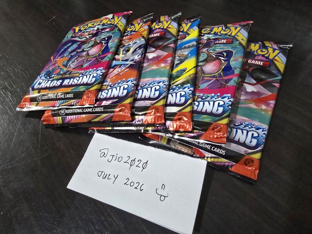 Pokemon TCG Mega Evolution Chaos Rising Booster Packs (Category: Card Packs) located in Manila. Submitted by jio2020 (Listing ID 1449535532, Image 2). Description: - Pokemon TCG Mega Evolution Booster Packs - Expansion: Chaos Rising - Ideal for collectors and players Stocks: sold RFS: master set Chao Rising na po. Shameless plug: Naghahanap po ako ng JP singles na full art nina Drowzee, Alolan Vulpix, Ninetales, Keldeo, Latias/Latios, Mew, Armour
