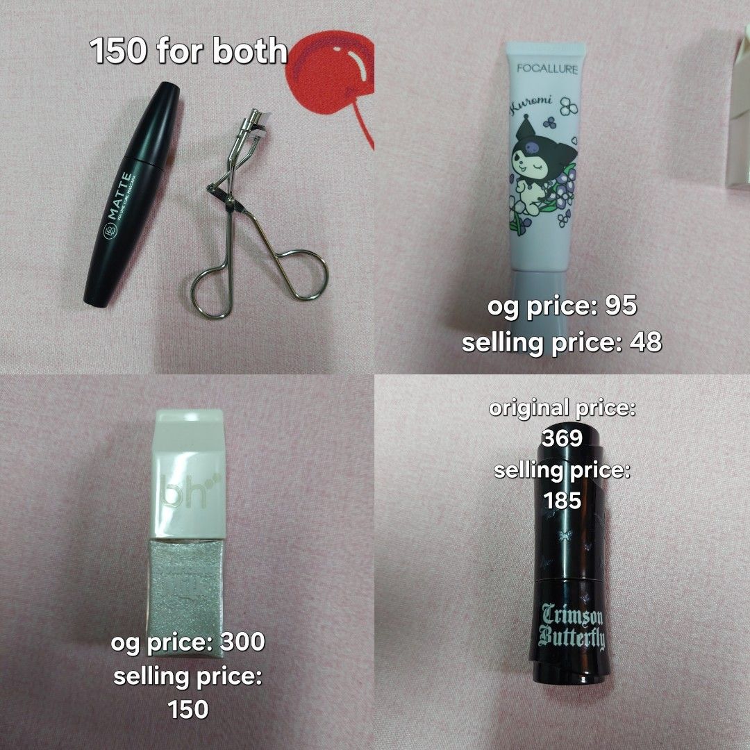 Preloved makeup and skincare (Category: Makeup) located in Quezon City. Submitted by kori_kuma (Listing ID 1449638508, Image 2). Description: price ranges from 30-300 Can buy per piece or in bulk location cubao qc.