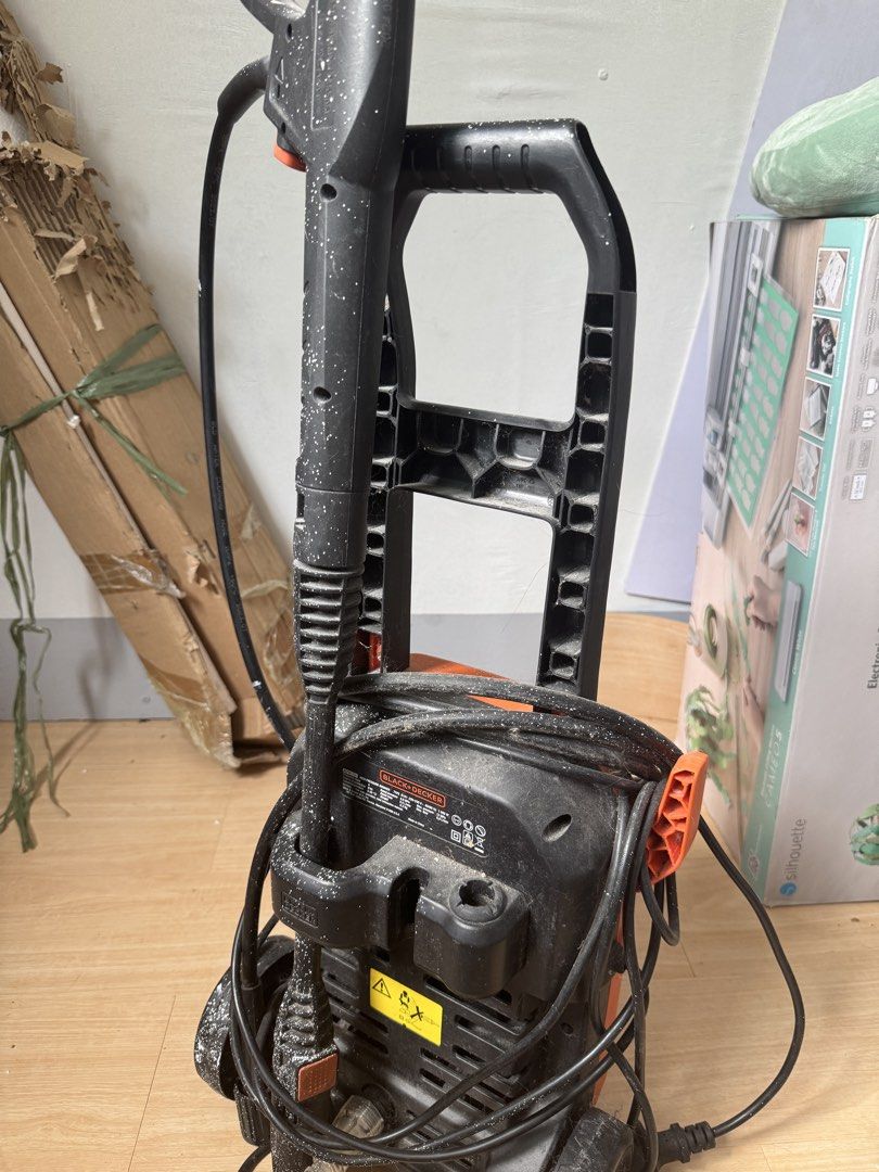 Pressure washer (Category: Hose and Watering Devices) located in Quezon City. Submitted by catpurrent (Listing ID 1449620310, Image 3). Description: Black & Decker 1740 PSI Bought last year. Used a couple of times lang then natambak na. With white paint stains (pwede naman ata matanggal nyo) No other issues sa mismong item. What you see is what you get..