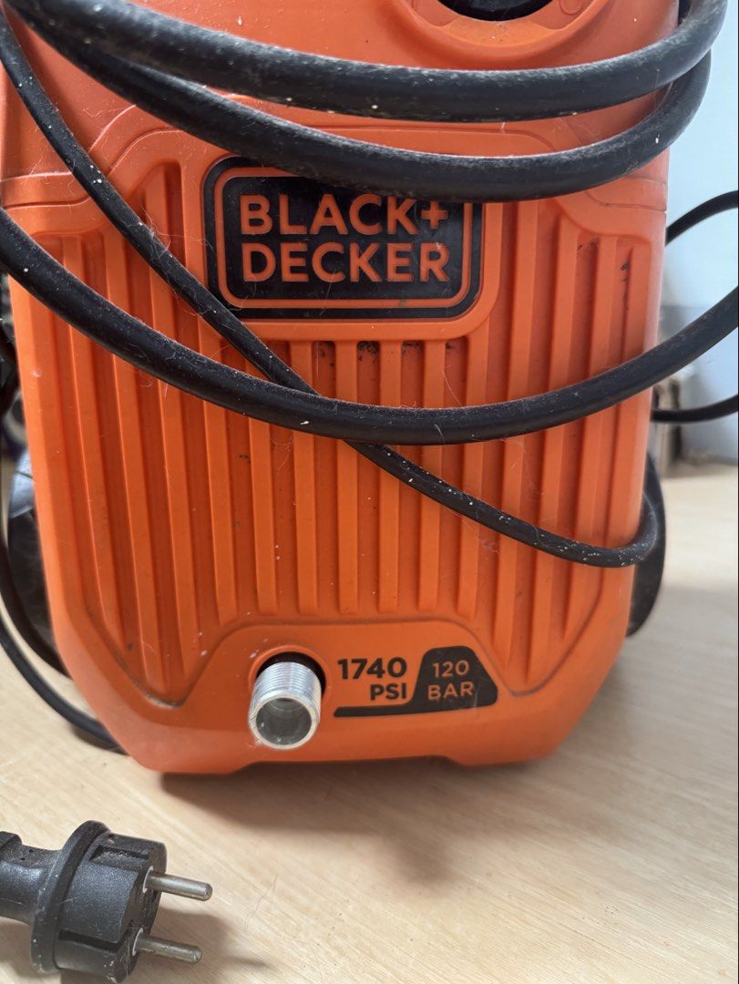 Pressure washer (Category: Hose and Watering Devices) located in Quezon City. Submitted by catpurrent (Listing ID 1449620310, Image 2). Description: Black & Decker 1740 PSI Bought last year. Used a couple of times lang then natambak na. With white paint stains (pwede naman ata matanggal nyo) No other issues sa mismong item. What you see is what you get..