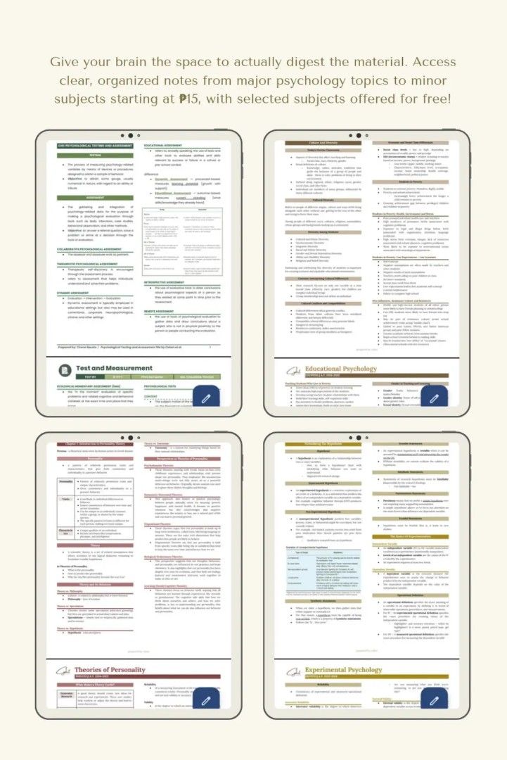 Psychology Notes / Transes / Reviewer (Category: Everything Else Others) located in Valenzuela. Submitted by cybct (Listing ID 1449630751, Image 2). Description: - Comprehensive Psychology Notes, Transes, and Reviewers (in PDF file format) - Covers major psychology topics and minor general education subjects - Study at your own pace and master concepts effectively - Access to a Google Drive with e-books and additional resources - Some subjects ar