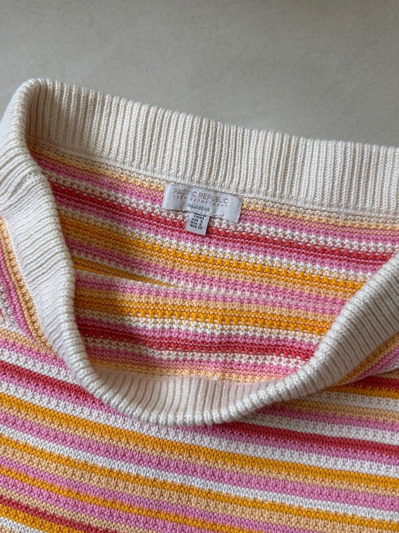 Pull&Bear Striped Knit Mini Skirt Drawstring (Category: Skirts) located in Kuala Lumpur. Submitted by preloved-relove (Listing ID 1449630879, Image 3). Description: - Cute striped knit mini skirt - Colors: Pink, orange, yellow, white - Features: Drawstring waist for adjustable fit .