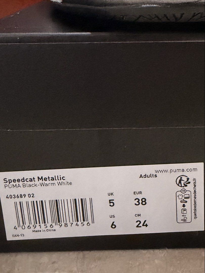 Puma Speedcat Metallic Black Warm White 24cm (Category: Sneakers) located in Las Pinas. Submitted by itsabigailc (Listing ID 1449556309, Image 3). Description: .