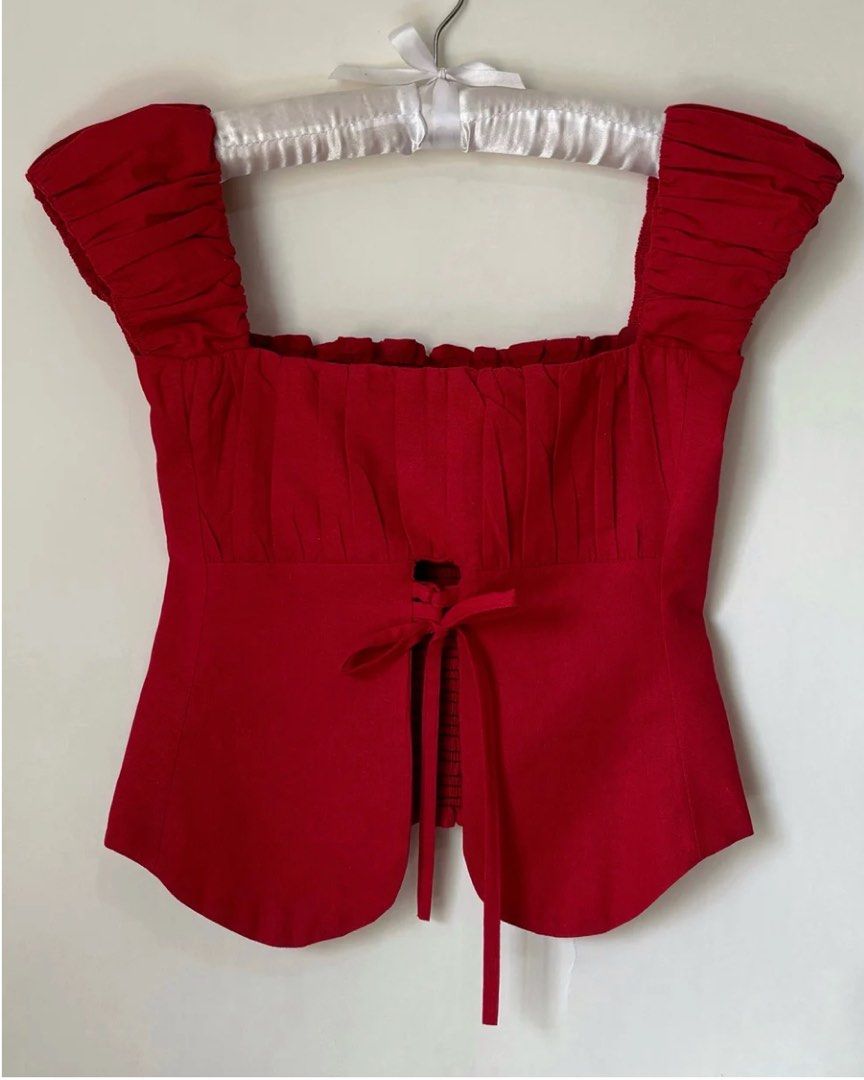 heure 1:41 Red Corset Top with Smocked Back (Category: Sleeveless) located in Cebu City. Submitted by shushcart (Listing ID 1449645559, Image 1). Description: cute red corset top from HEURE 1:41 on ig worn twice only! first & last pic is from their website. (size xs) .