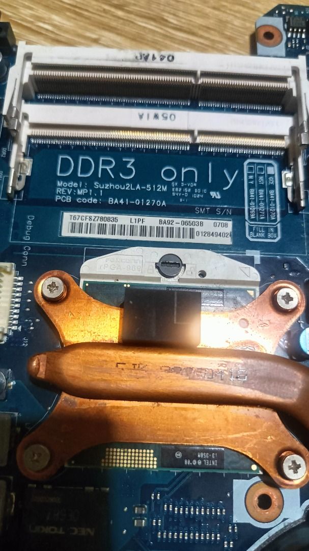 Samsung NP-R439 Laptop (Category: Laptops & Notebooks) located in Caloocan City. Submitted by jayple (Listing ID 1449534108, Image 3). Description: Samsung laptop r439 for parts i3 350M processor 2gb ddr3 ram. wifi card. bluetooth motherboard keypad. with original charger. defective LCD no HDD. 1k (neg) fairview Q.C.