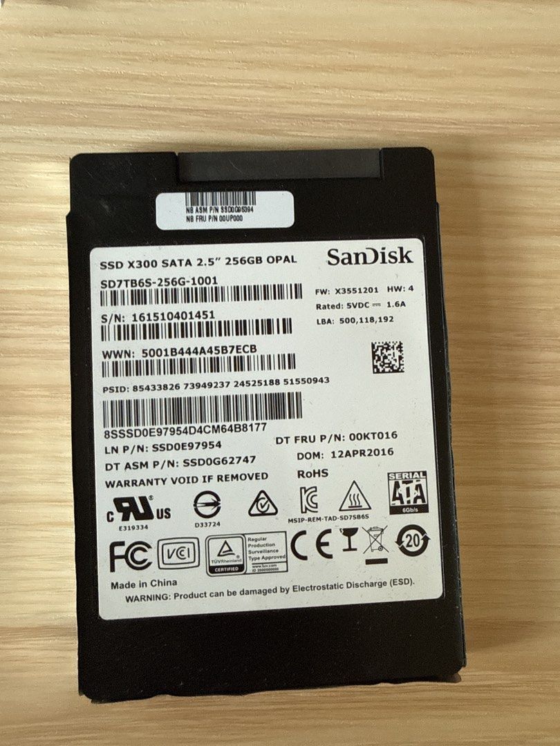 SanDisk SSD X300 SATA 2.5" 256GB OPAL