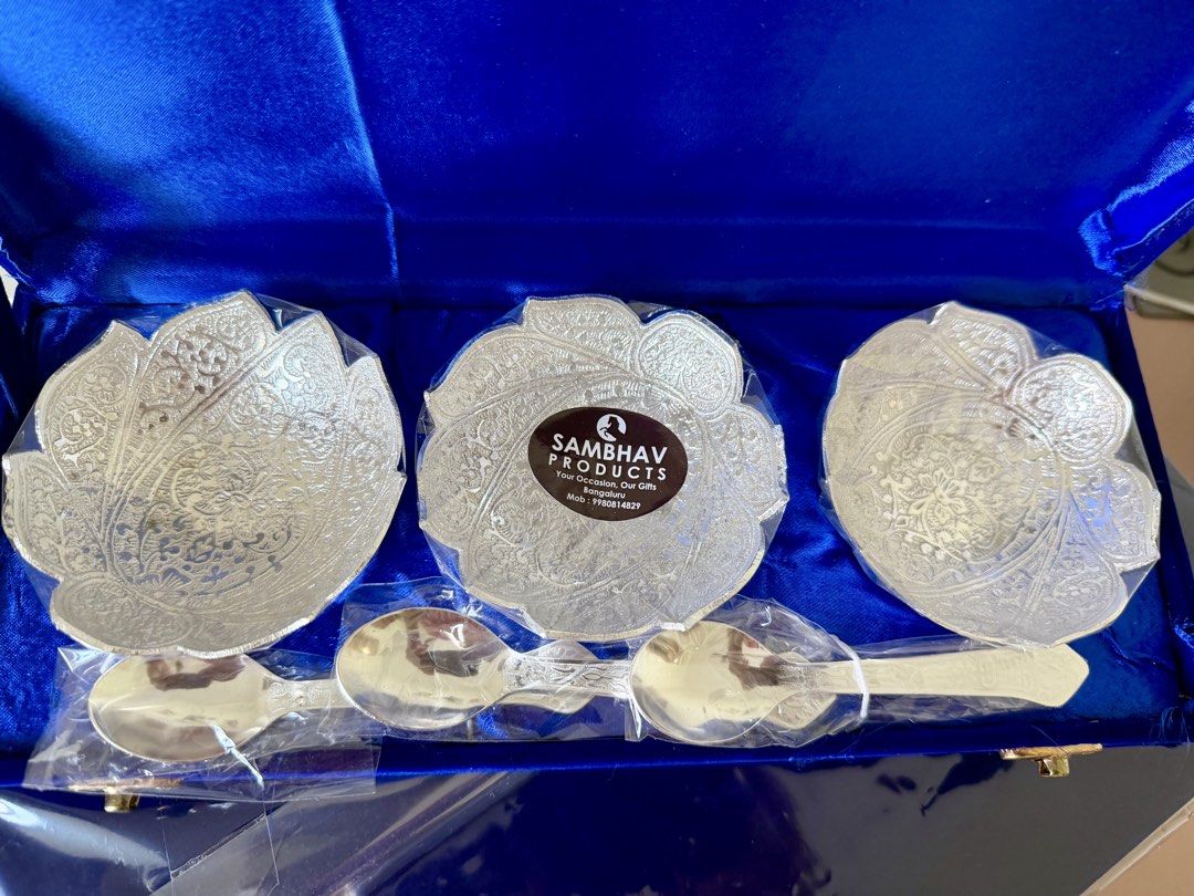 Silver platted Serving Bowls with Spoons gifting set509453632893757441